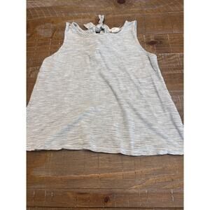 Cupio Crop Tank Top Girls Small Gray White Striped Tie Back Tween Summer Top